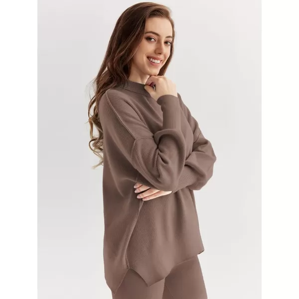 LILLUSORY Women 2 Piece Outfits Sweatsuit Sweater Sets Oversized Knit Pullover Tops Wide Leg Pants Lounge Set