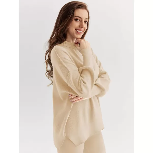 LILLUSORY Women 2 Piece Outfits Sweatsuit Sweater Sets Oversized Knit Pullover Tops Wide Leg Pants Lounge Set