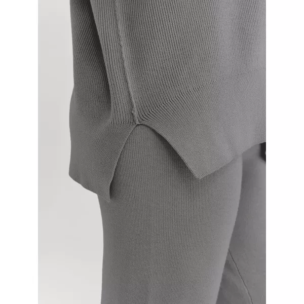 LILLUSORY Women 2 Piece Outfits Sweatsuit Sweater Sets Oversized Knit Pullover Tops Wide Leg Pants Lounge Set