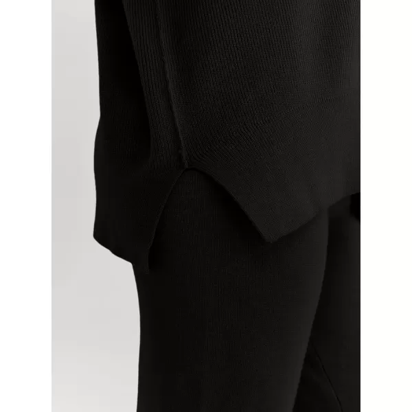 LILLUSORY Women 2 Piece Outfits Sweatsuit Sweater Sets Oversized Knit Pullover Tops Wide Leg Pants Lounge Set
