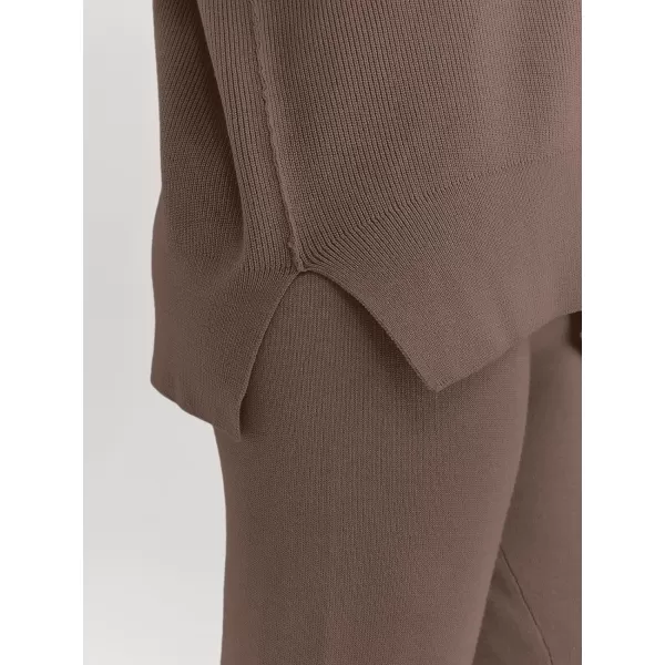 LILLUSORY Women 2 Piece Outfits Sweatsuit Sweater Sets Oversized Knit Pullover Tops Wide Leg Pants Lounge Set