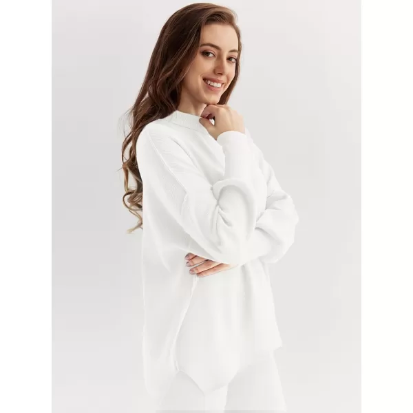 LILLUSORY Women 2 Piece Outfits Sweatsuit Sweater Sets Oversized Knit Pullover Tops Wide Leg Pants Lounge Set