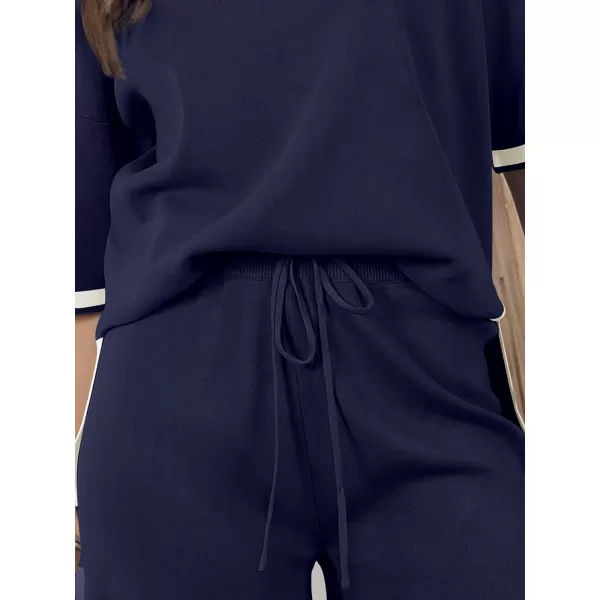 LILLUSORY Women's 2 Piece Outfits Matching Lounge Sets for Women Summer Outfits Tracksuit for Women Knit Tops and Shorts