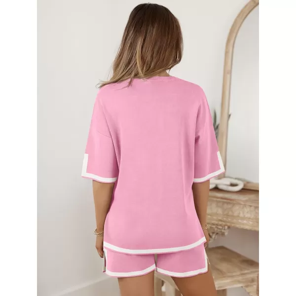 LILLUSORY Women's 2 Piece Outfits Matching Lounge Sets for Women Summer Outfits Tracksuit for Women Knit Tops and Shorts