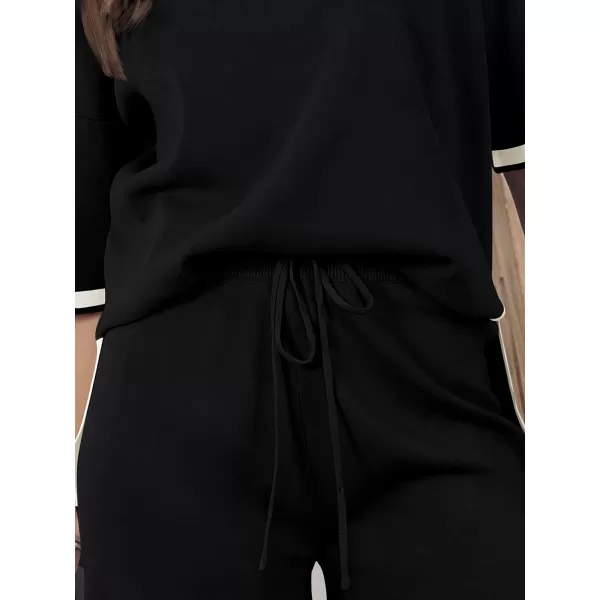 LILLUSORY Women's 2 Piece Outfits Matching Lounge Sets for Women Summer Outfits Tracksuit for Women Knit Tops and Shorts