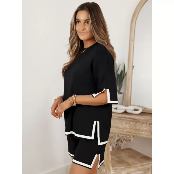 LILLUSORY Women's 2 Piece Outfits Matching Lounge Sets for Women Summer Outfits Tracksuit for Women Knit Tops and Shorts