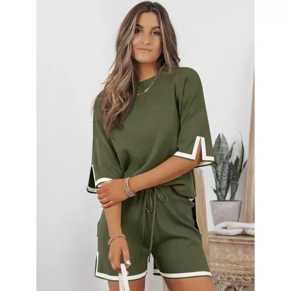 LILLUSORY Women's 2 Piece Outfits Matching Lounge Sets for Women Summer Outfits Tracksuit for Women Knit Tops and Shorts