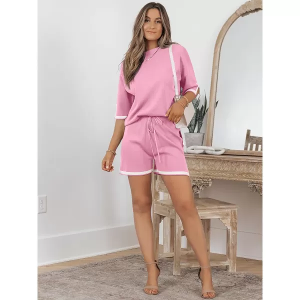 LILLUSORY Women's 2 Piece Outfits Matching Lounge Sets for Women Summer Outfits Tracksuit for Women Knit Tops and Shorts