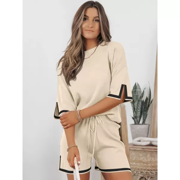 LILLUSORY Women's 2 Piece Outfits Matching Lounge Sets for Women Summer Outfits Tracksuit for Women Knit Tops and Shorts
