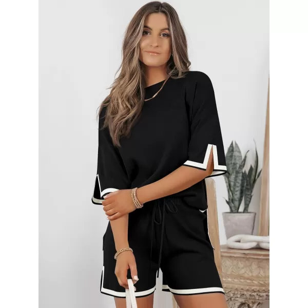 LILLUSORY Women's 2 Piece Outfits Matching Lounge Sets for Women Summer Outfits Tracksuit for Women Knit Tops and Shorts