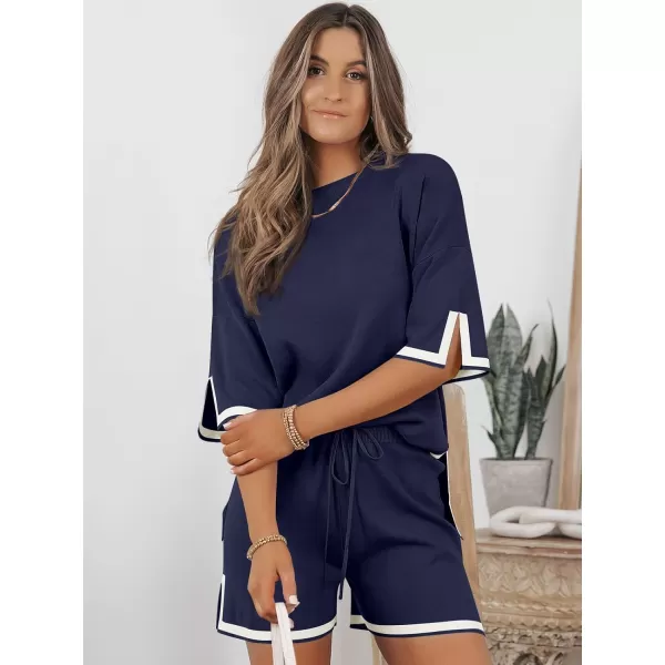 LILLUSORY Women's 2 Piece Outfits Matching Lounge Sets for Women Summer Outfits Tracksuit for Women Knit Tops and Shorts