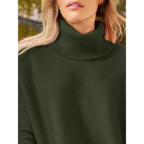 LILLUSORY Women's Turtleneck Oversized Sweaters 2023 Fall Long Batwing Sleeve Spilt Hem Tunic Pullover Sweater Knit Tops