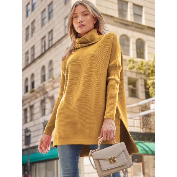 LILLUSORY Women's Turtleneck Oversized Sweaters 2023 Fall Long Batwing Sleeve Spilt Hem Tunic Pullover Sweater Knit Tops