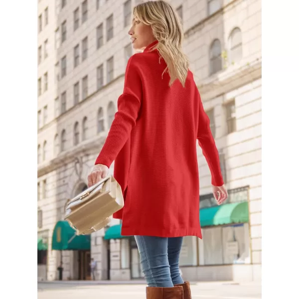 LILLUSORY Women's Turtleneck Oversized Sweaters 2023 Fall Long Batwing Sleeve Spilt Hem Tunic Pullover Sweater Knit Tops