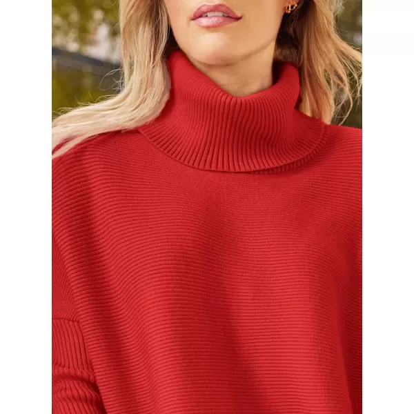 LILLUSORY Women's Turtleneck Oversized Sweaters 2023 Fall Long Batwing Sleeve Spilt Hem Tunic Pullover Sweater Knit Tops