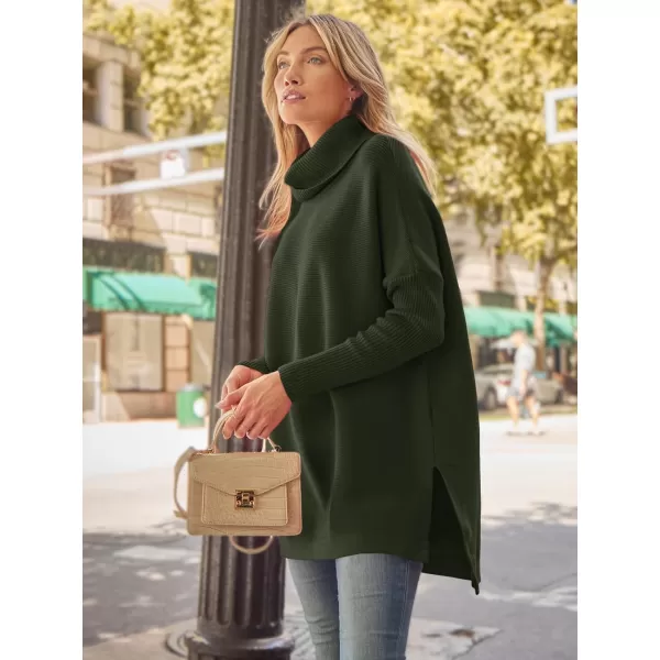 LILLUSORY Women's Turtleneck Oversized Sweaters 2023 Fall Long Batwing Sleeve Spilt Hem Tunic Pullover Sweater Knit Tops