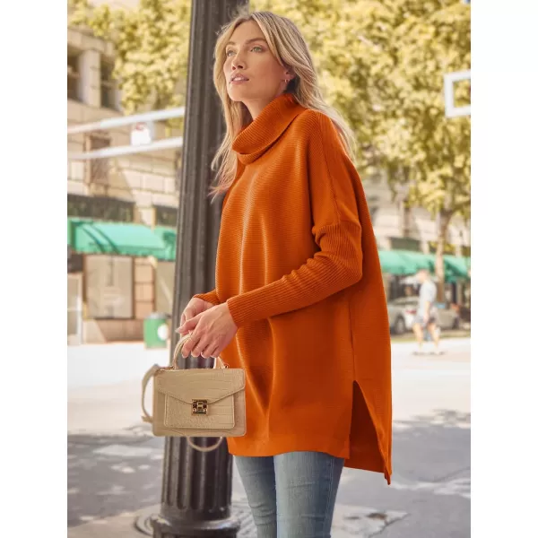 LILLUSORY Women's Turtleneck Oversized Sweaters 2023 Fall Long Batwing Sleeve Spilt Hem Tunic Pullover Sweater Knit Tops