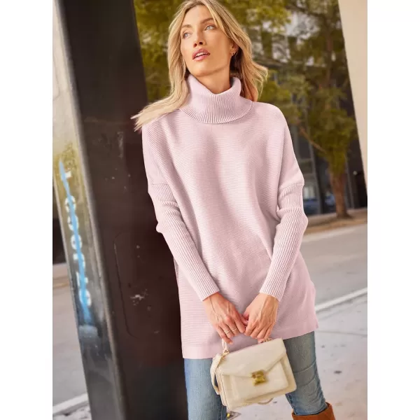 LILLUSORY Women's Turtleneck Oversized Sweaters 2023 Fall Long Batwing Sleeve Spilt Hem Tunic Pullover Sweater Knit Tops