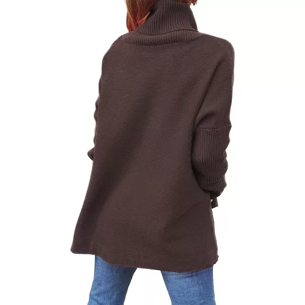 LILLUSORY Women's Turtleneck Oversized Sweaters 2023 Fall Long Batwing Sleeve Spilt Hem Tunic Pullover Sweater Knit Tops