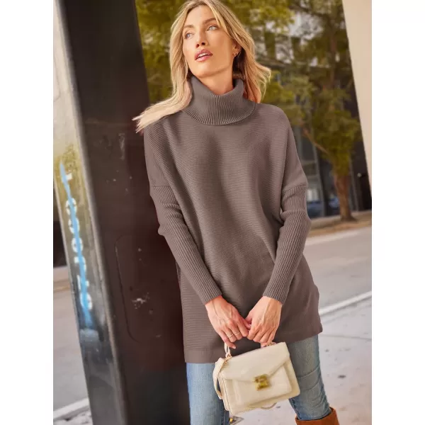 LILLUSORY Women's Turtleneck Oversized Sweaters 2023 Fall Long Batwing Sleeve Spilt Hem Tunic Pullover Sweater Knit Tops