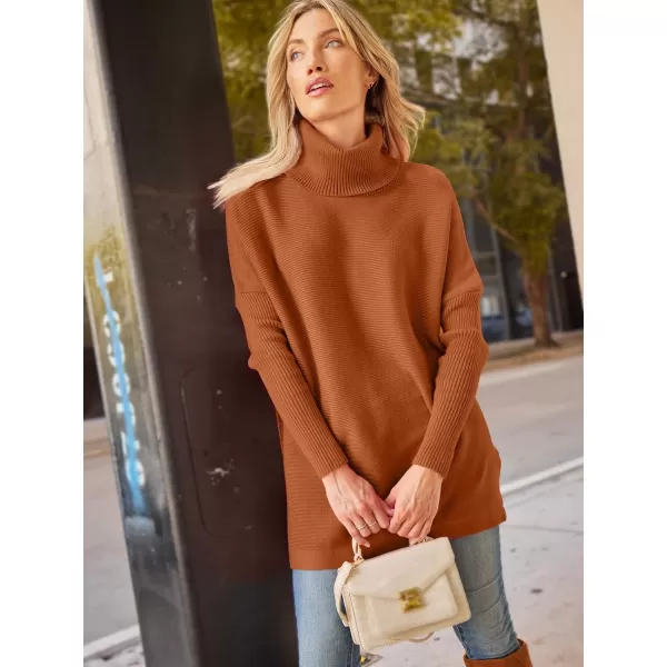 LILLUSORY Women's Turtleneck Oversized Sweaters 2023 Fall Long Batwing Sleeve Spilt Hem Tunic Pullover Sweater Knit Tops