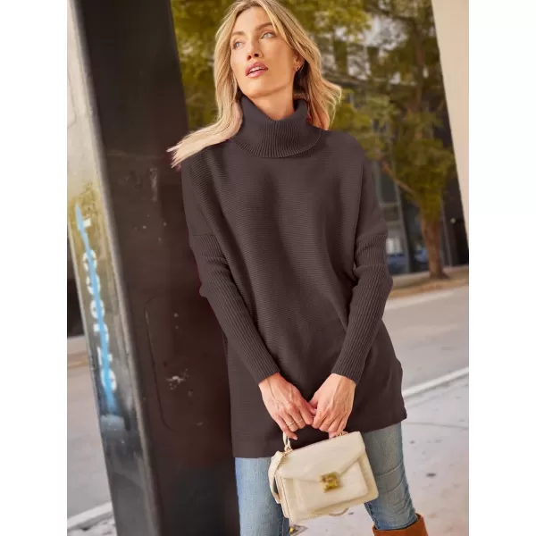 LILLUSORY Women's Turtleneck Oversized Sweaters 2023 Fall Long Batwing Sleeve Spilt Hem Tunic Pullover Sweater Knit Tops