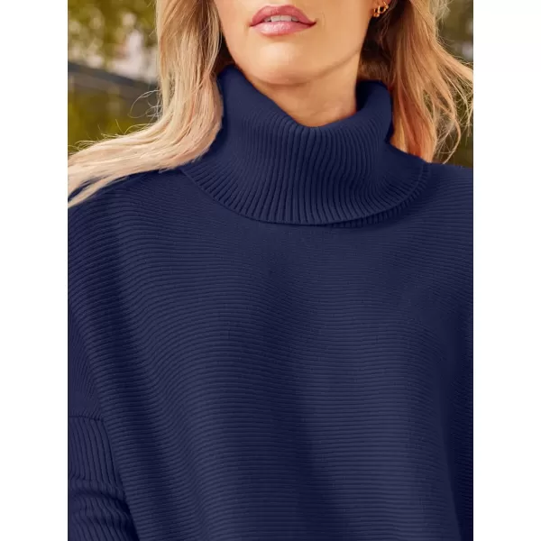 LILLUSORY Women's Turtleneck Oversized Sweaters 2023 Fall Long Batwing Sleeve Spilt Hem Tunic Pullover Sweater Knit Tops