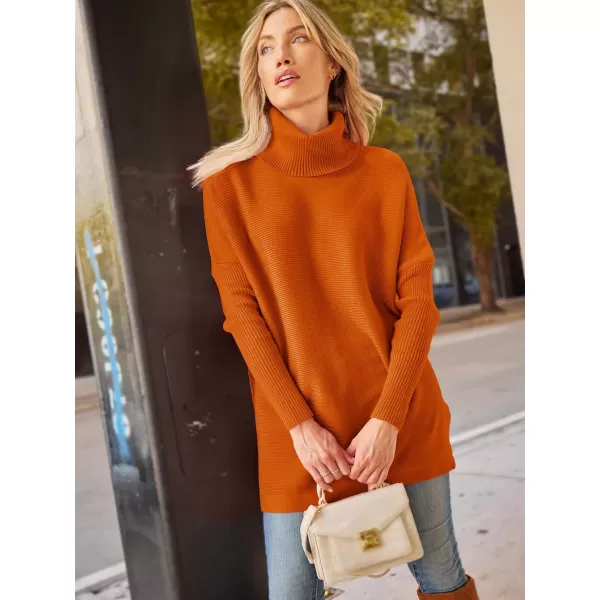 LILLUSORY Women's Turtleneck Oversized Sweaters 2023 Fall Long Batwing Sleeve Spilt Hem Tunic Pullover Sweater Knit Tops