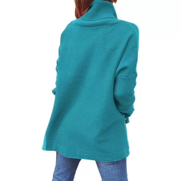 LILLUSORY Women's Turtleneck Oversized Sweaters 2023 Fall Long Batwing Sleeve Spilt Hem Tunic Pullover Sweater Knit Tops