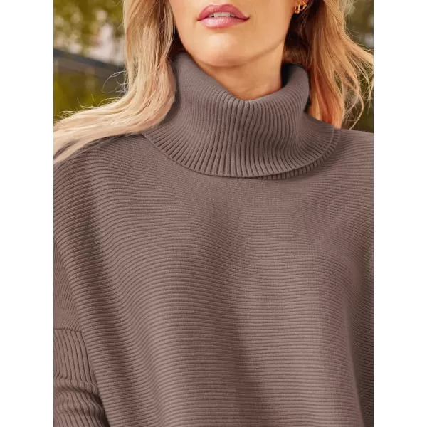 LILLUSORY Women's Turtleneck Oversized Sweaters 2023 Fall Long Batwing Sleeve Spilt Hem Tunic Pullover Sweater Knit Tops