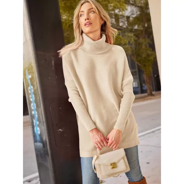LILLUSORY Women's Turtleneck Oversized Sweaters 2023 Fall Long Batwing Sleeve Spilt Hem Tunic Pullover Sweater Knit Tops