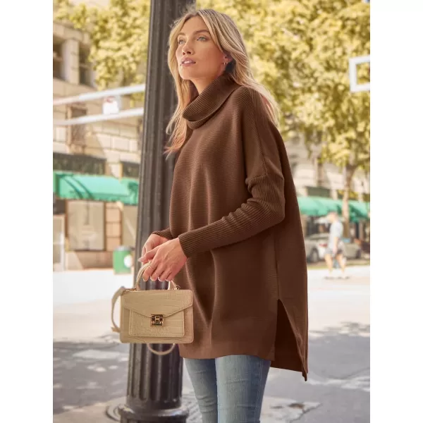 LILLUSORY Women's Turtleneck Oversized Sweaters 2023 Fall Long Batwing Sleeve Spilt Hem Tunic Pullover Sweater Knit Tops