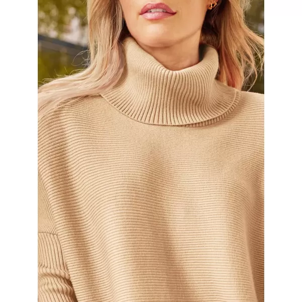 LILLUSORY Women's Turtleneck Oversized Sweaters 2023 Fall Long Batwing Sleeve Spilt Hem Tunic Pullover Sweater Knit Tops