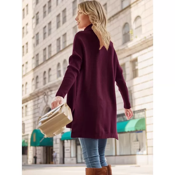 LILLUSORY Women's Turtleneck Oversized Sweaters 2023 Fall Long Batwing Sleeve Spilt Hem Tunic Pullover Sweater Knit Tops