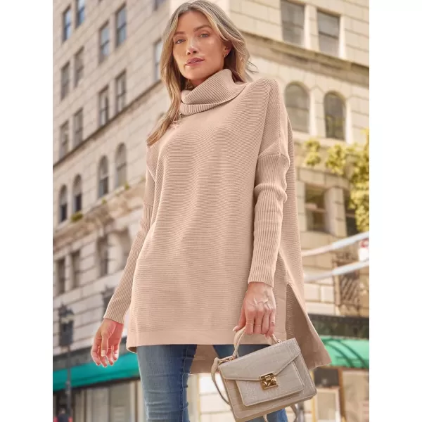 LILLUSORY Women's Turtleneck Oversized Sweaters 2023 Fall Long Batwing Sleeve Spilt Hem Tunic Pullover Sweater Knit Tops