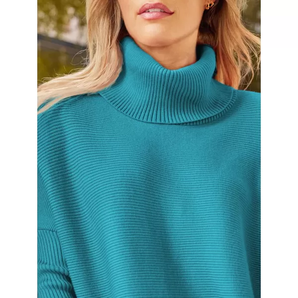 LILLUSORY Women's Turtleneck Oversized Sweaters 2023 Fall Long Batwing Sleeve Spilt Hem Tunic Pullover Sweater Knit Tops