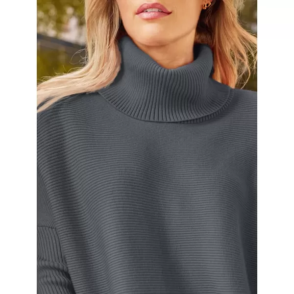 LILLUSORY Women's Turtleneck Oversized Sweaters 2023 Fall Long Batwing Sleeve Spilt Hem Tunic Pullover Sweater Knit Tops