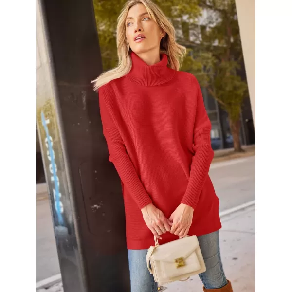 LILLUSORY Women's Turtleneck Oversized Sweaters 2023 Fall Long Batwing Sleeve Spilt Hem Tunic Pullover Sweater Knit Tops