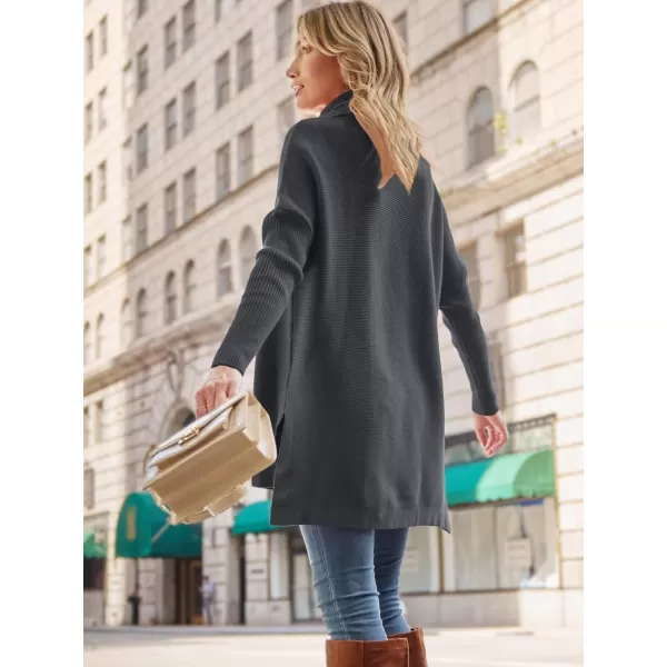 LILLUSORY Women's Turtleneck Oversized Sweaters 2023 Fall Long Batwing Sleeve Spilt Hem Tunic Pullover Sweater Knit Tops