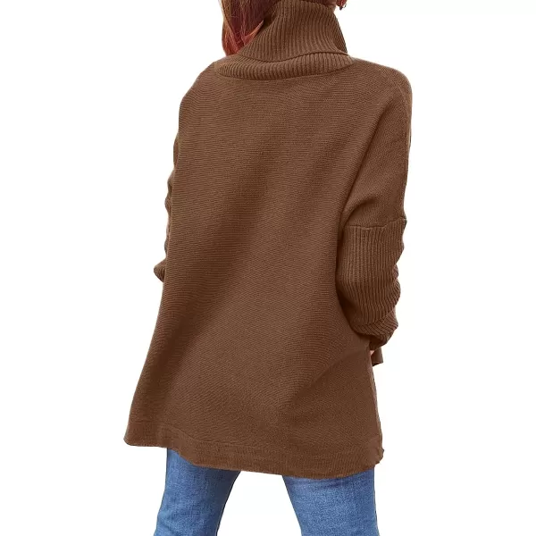 LILLUSORY Women's Turtleneck Oversized Sweaters 2023 Fall Long Batwing Sleeve Spilt Hem Tunic Pullover Sweater Knit Tops