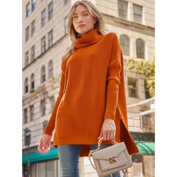 LILLUSORY Women's Turtleneck Oversized Sweaters 2023 Fall Long Batwing Sleeve Spilt Hem Tunic Pullover Sweater Knit Tops