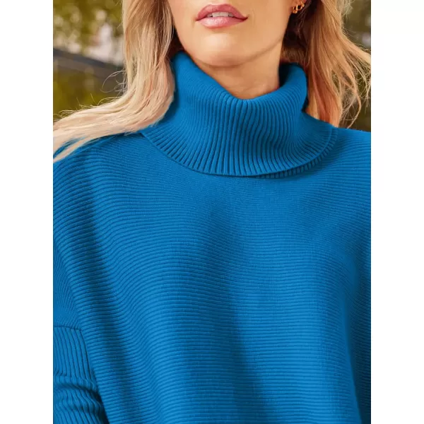 LILLUSORY Women's Turtleneck Oversized Sweaters 2023 Fall Long Batwing Sleeve Spilt Hem Tunic Pullover Sweater Knit Tops