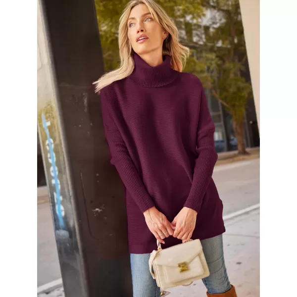 LILLUSORY Women's Turtleneck Oversized Sweaters 2023 Fall Long Batwing Sleeve Spilt Hem Tunic Pullover Sweater Knit Tops