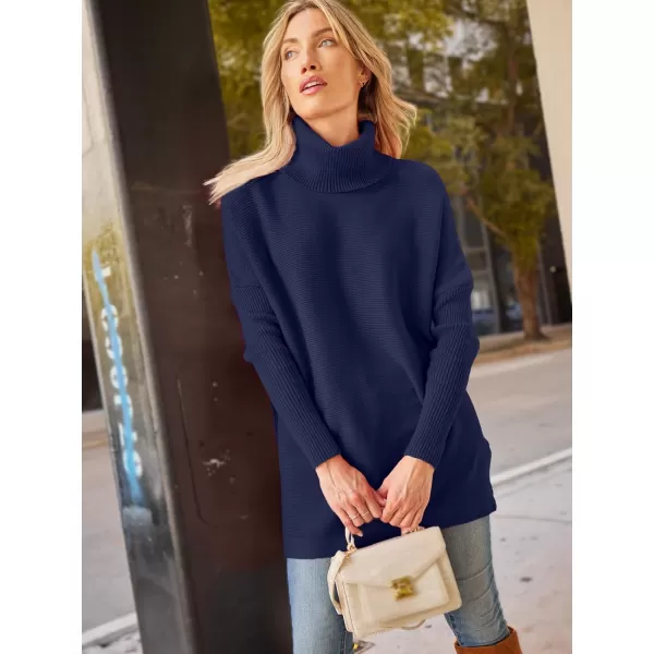 LILLUSORY Women's Turtleneck Oversized Sweaters 2023 Fall Long Batwing Sleeve Spilt Hem Tunic Pullover Sweater Knit Tops