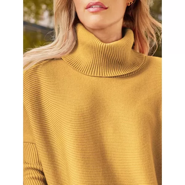 LILLUSORY Women's Turtleneck Oversized Sweaters 2023 Fall Long Batwing Sleeve Spilt Hem Tunic Pullover Sweater Knit Tops