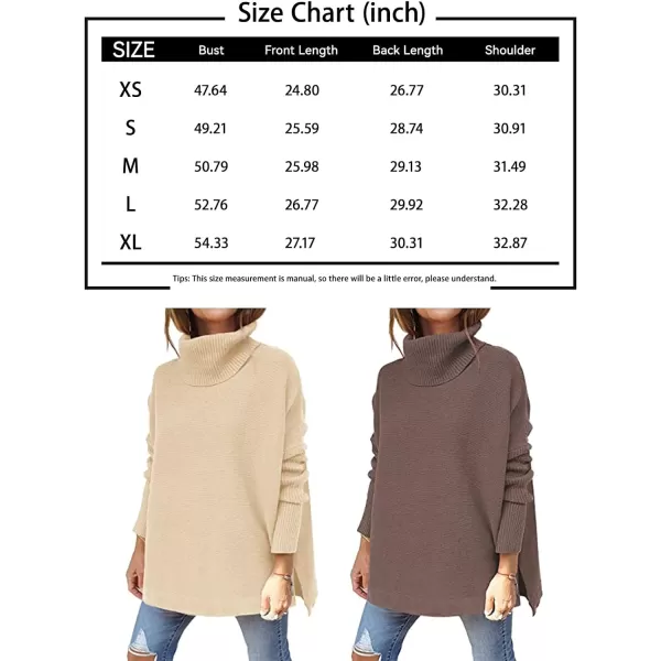 LILLUSORY Women's Turtleneck Oversized Sweaters 2023 Fall Long Batwing Sleeve Spilt Hem Tunic Pullover Sweater Knit Tops
