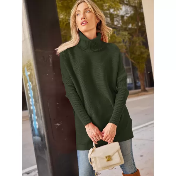 LILLUSORY Women's Turtleneck Oversized Sweaters 2023 Fall Long Batwing Sleeve Spilt Hem Tunic Pullover Sweater Knit Tops