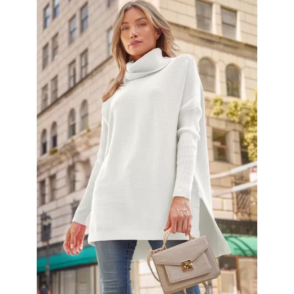 LILLUSORY Women's Turtleneck Oversized Sweaters 2023 Fall Long Batwing Sleeve Spilt Hem Tunic Pullover Sweater Knit Tops