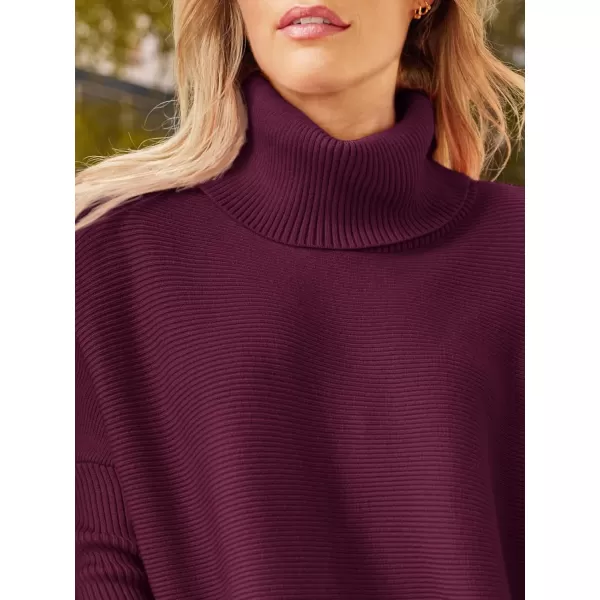 LILLUSORY Women's Turtleneck Oversized Sweaters 2023 Fall Long Batwing Sleeve Spilt Hem Tunic Pullover Sweater Knit Tops
