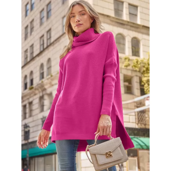 LILLUSORY Women's Turtleneck Oversized Sweaters 2023 Fall Long Batwing Sleeve Spilt Hem Tunic Pullover Sweater Knit Tops